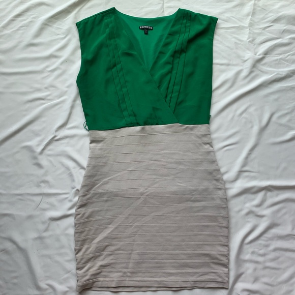 Express Dresses Express Cocktail Dress Emerald Green And Tan Poshmark